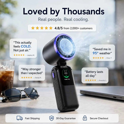 FrostWave™ Turbo Fan | Ice Cooling Portable Handheld Fan | FrostWave Fan