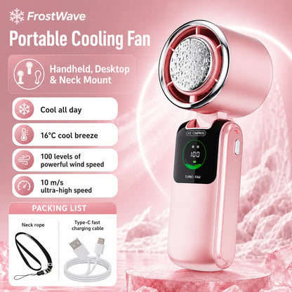 FrostWave™ Turbo Fan | Ice Cooling Portable Handheld Fan
