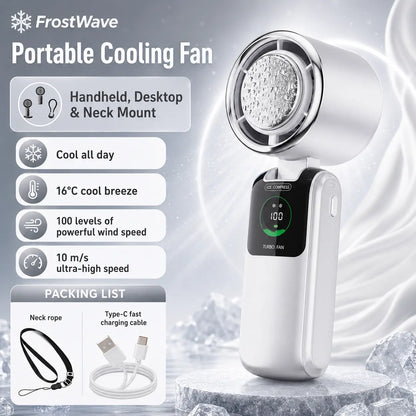 FrostWave™ Turbo Fan | Ice Cooling Portable Handheld Fan
