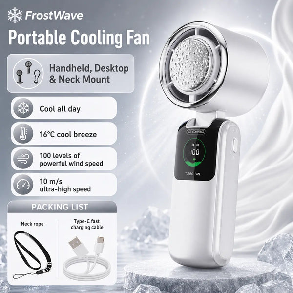 FrostWave™ Turbo Fan | Ice Cooling Portable Handheld Fan