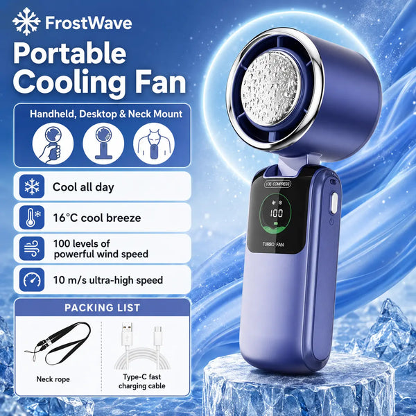 FrostWave™ Turbo Fan | Ice Cooling Portable Handheld Fan | FrostWave Fan